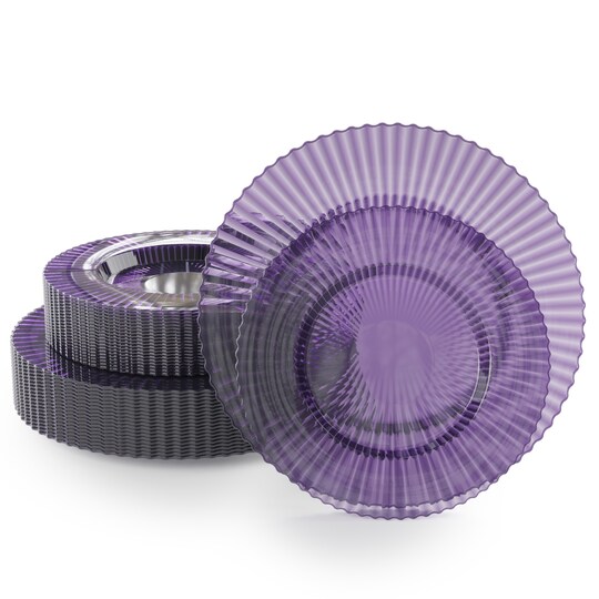 Exquisite; Exquisite Elegant Plastic Disposable Plates Set I 9 Inch & 11 Inch Disposable Plastic Plates | Great for Weddings Parties And Formal Occasions; Category:Plates; Image:1